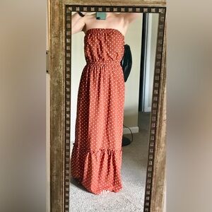 Polka Dot Strapless Maxi Dress